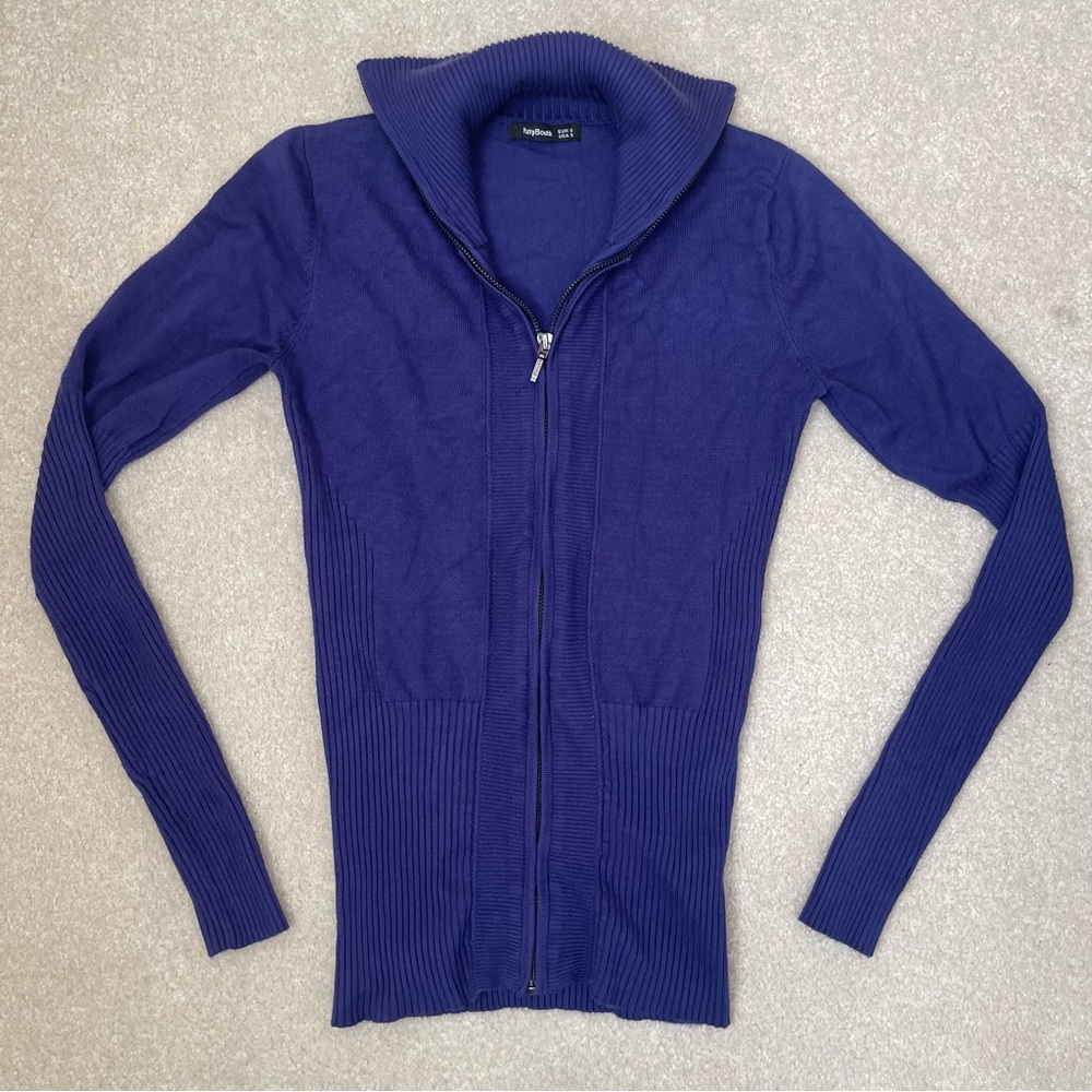 Patty Boutik Blue Zip up Sweater Cardigan - small
